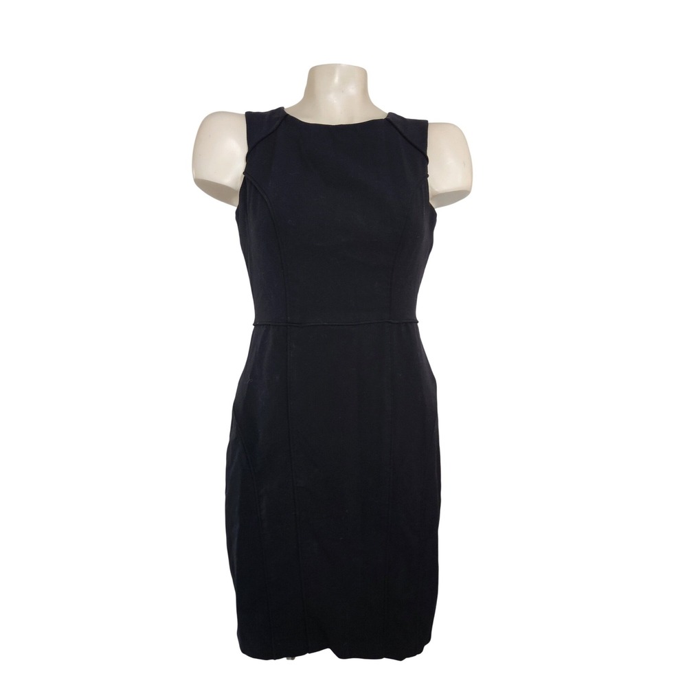 Takara Black Sleeveless Sheath Dress Gold Back Zip Size 5 ‎ Lil black dress